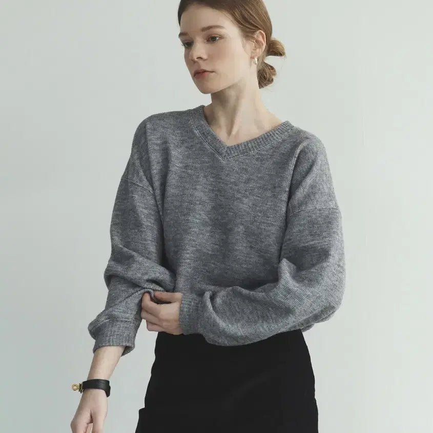 [BUNJANG] DIANA Gray Sweatshirt / 샤무스 DIANA 스웻셔츠 스웨터 그레이컬러