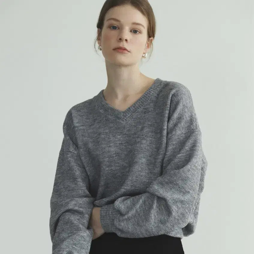 [BUNJANG] DIANA Gray Sweatshirt / 샤무스 DIANA 스웻셔츠 스웨터 그레이컬러