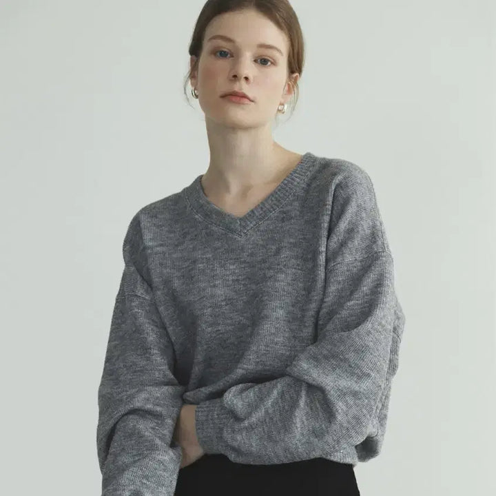 [BUNJANG] DIANA Gray Sweatshirt / 샤무스 DIANA 스웻셔츠 스웨터 그레이컬러