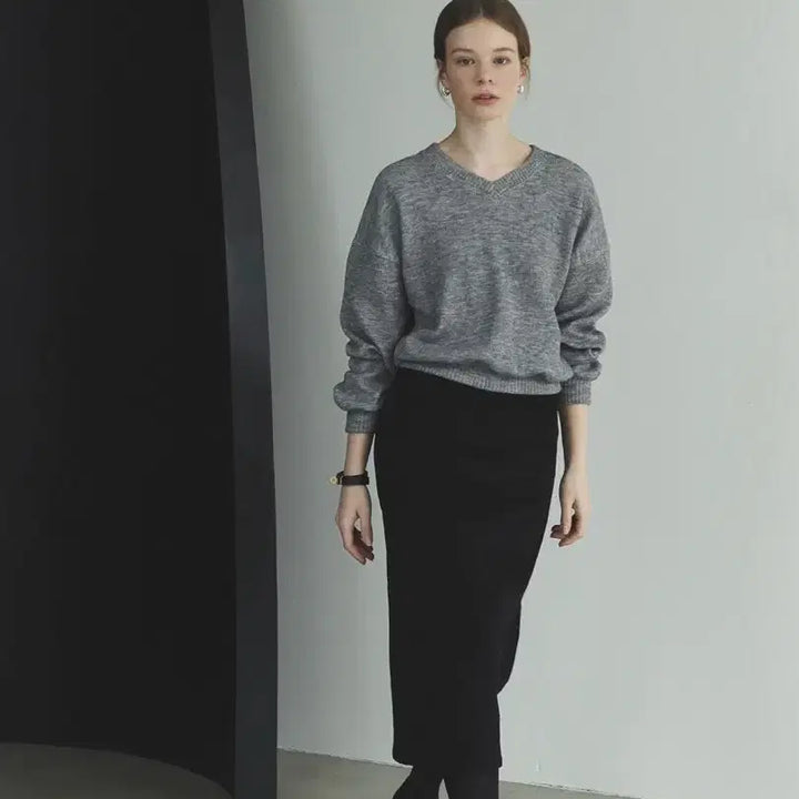 [BUNJANG] DIANA Gray Sweatshirt / 샤무스 DIANA 스웻셔츠 스웨터 그레이컬러