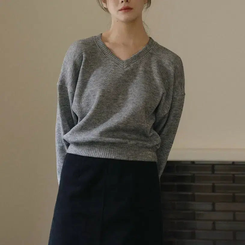 [BUNJANG] DIANA Gray Sweatshirt / 샤무스 DIANA 스웻셔츠 스웨터 그레이컬러