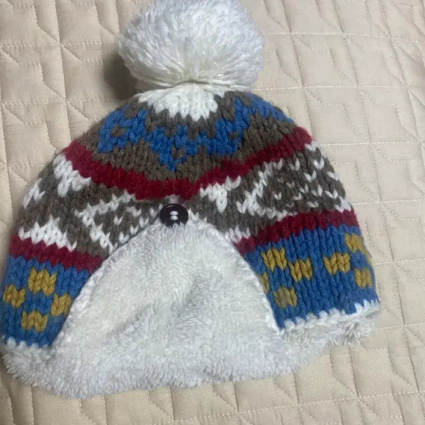 [BUNJANG] Pompom Knit Beanie Hat / 폼폼 비니 귀도리 니트 털모자