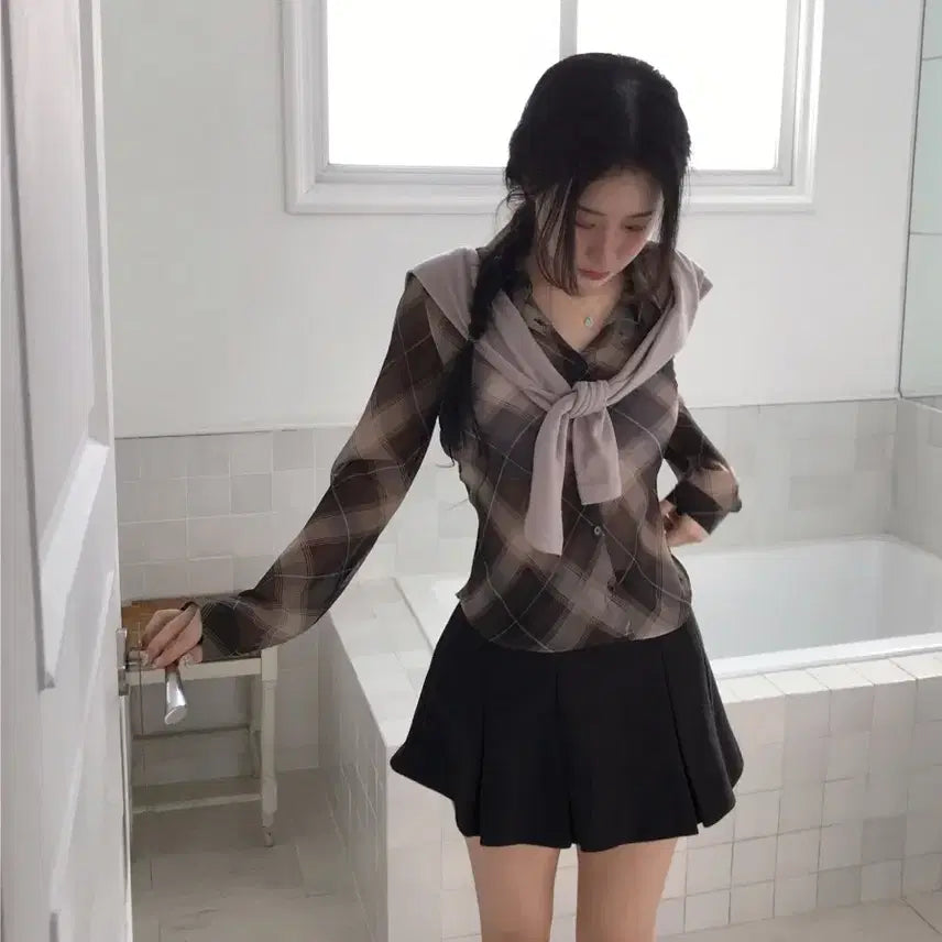 [BUNJANG] Zigzag Cloud Emotion Terry Full Basic Pleats Skirt / 지그재그 클라우드이모션 테린 풀 베이직 플리츠 스커트