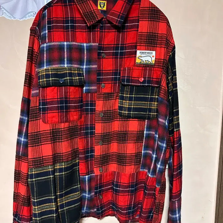 [BUNJANG] Human Made Crazy Check Long Sleeve Shirt Red / M) 휴먼메이드 크레이지 체크 롱슬리브 셔츠 레드