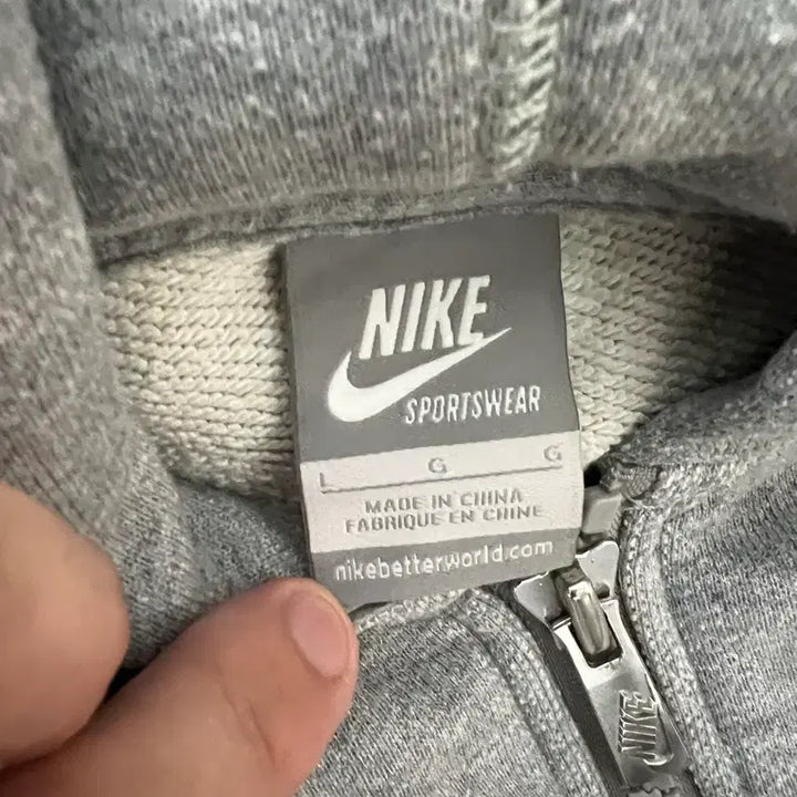 [BUNJANG] Nike Spell Out Gray Hoodie Zip-up / 00s 올드스쿨 빈티지 나이키 스펠아웃 그레이 후드집업 y2k