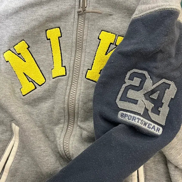 [BUNJANG] Nike Spell Out Gray Hoodie Zip-up / 00s 올드스쿨 빈티지 나이키 스펠아웃 그레이 후드집업 y2k