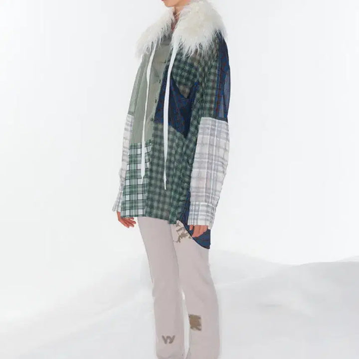 [BUNJANG] Open Y Y Mixed Check Shirt - Green / 오픈와이와이 MIXED CHECK SHIRT 그린
