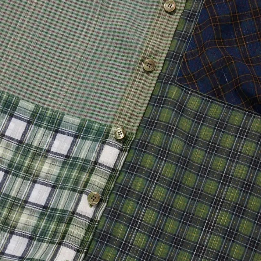 [BUNJANG] Open Y Y Mixed Check Shirt - Green / 오픈와이와이 MIXED CHECK SHIRT 그린