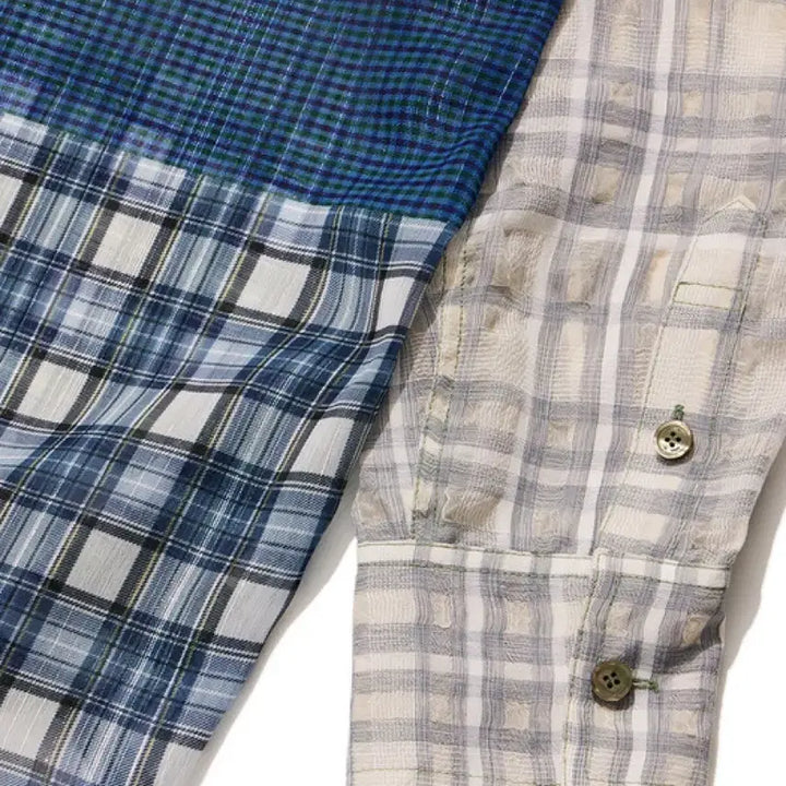 [BUNJANG] Open Y Y Mixed Check Shirt - Green / 오픈와이와이 MIXED CHECK SHIRT 그린