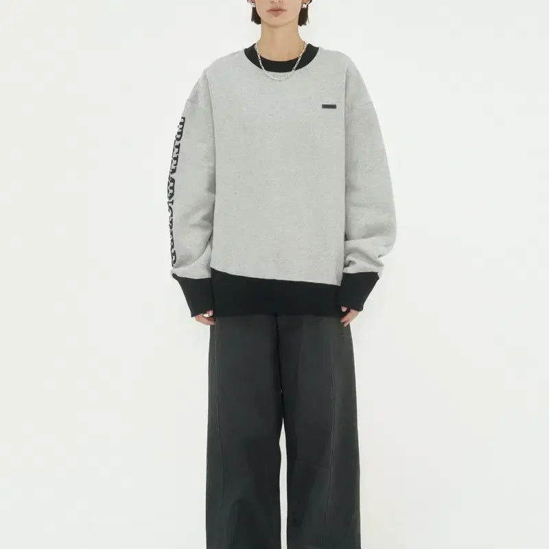 [BUNJANG] Trimmingbird Oblique Line Sweatshirt Gray / 트리밍버드 Oblique Line Sweat Shirt (그레이)