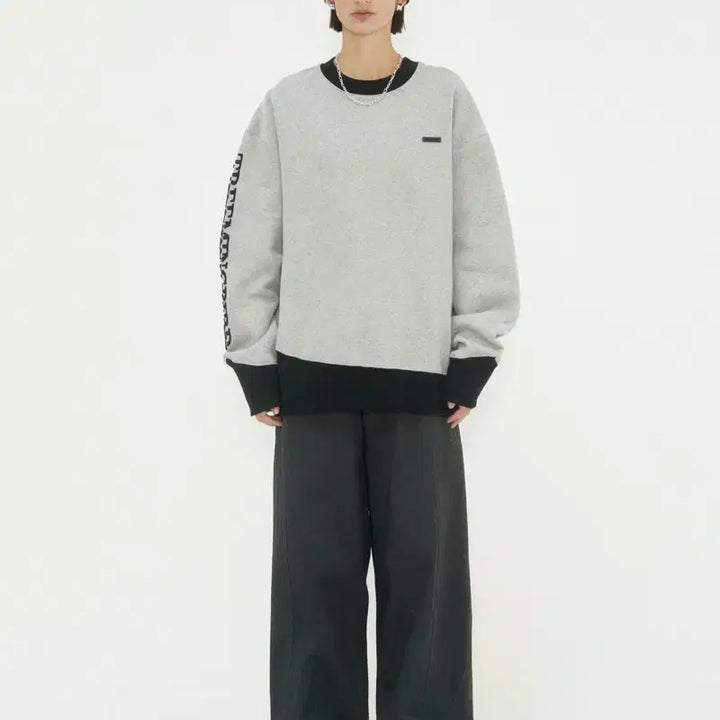 [BUNJANG] Trimmingbird Oblique Line Sweatshirt Gray / 트리밍버드 Oblique Line Sweat Shirt (그레이)