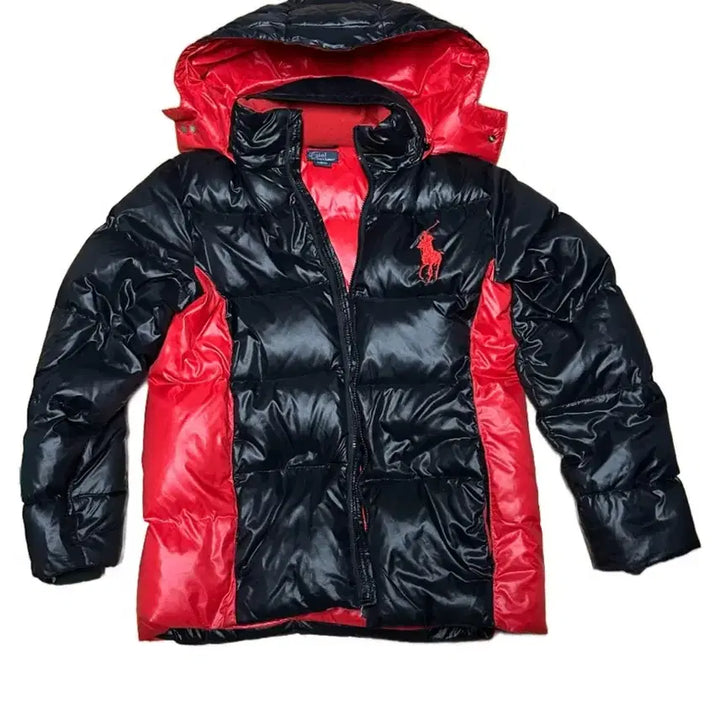 [BUNJANG] Polo Big Pony Black/Red Padded Jacket / 폴로 빅포니 유광 검빨패딩