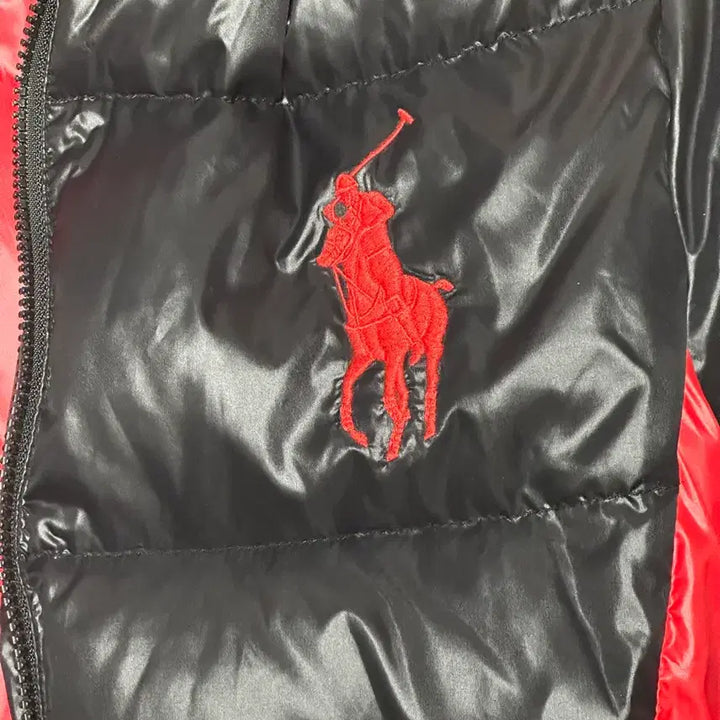 [BUNJANG] Polo Big Pony Black/Red Padded Jacket / 폴로 빅포니 유광 검빨패딩