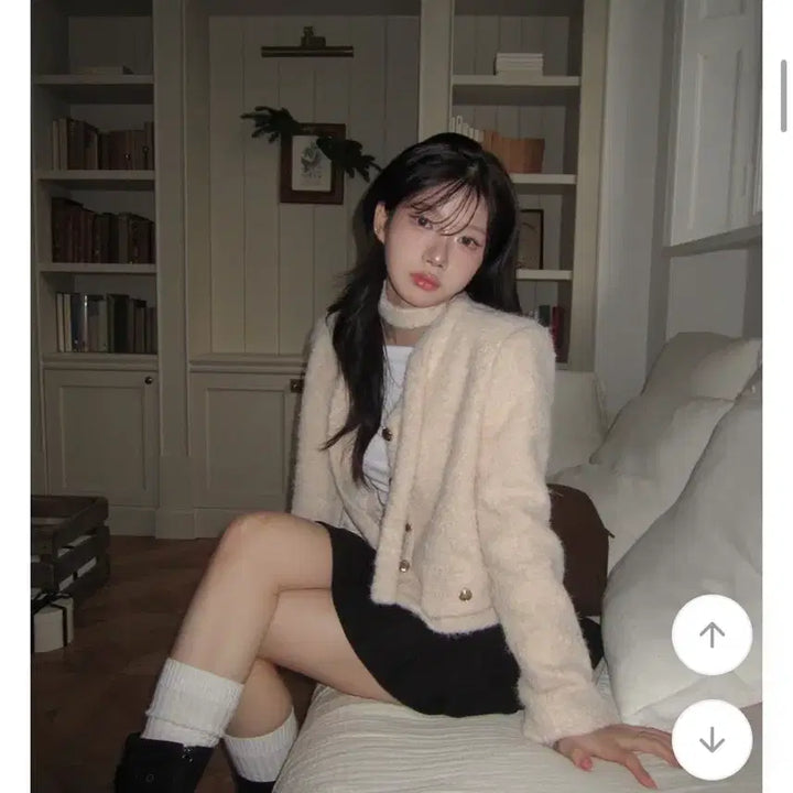[BUNJANG] Modimood Dain Wool Angora Scarf Set Crop Jacket Ivory / 모디무드 다인 울 앙고라 스카프set 크롭 자켓 아이보리