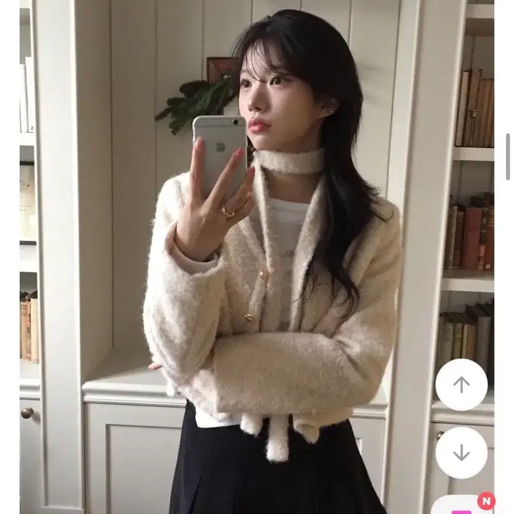 [BUNJANG] Modimood Dain Wool Angora Scarf Set Crop Jacket Ivory / 모디무드 다인 울 앙고라 스카프set 크롭 자켓 아이보리