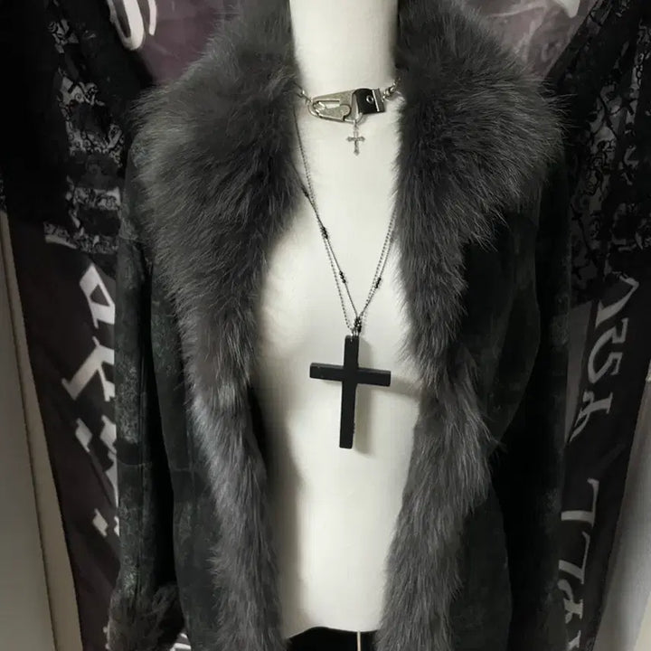 [BUNJANG] Vintage Suede Real Fur Jacket Long Coat / JPN 스웨이드 리얼 퍼자켓 롱코트 다크웨어오네갸루락시크그런지펑크고스고딕