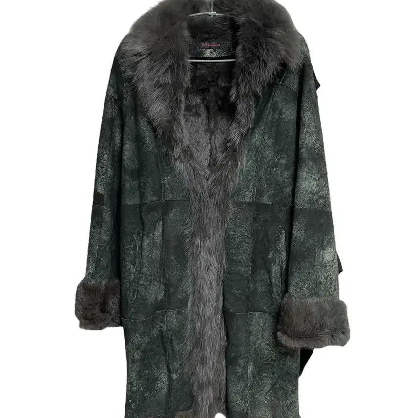 [BUNJANG] Vintage Suede Real Fur Jacket Long Coat / JPN 스웨이드 리얼 퍼자켓 롱코트 다크웨어오네갸루락시크그런지펑크고스고딕