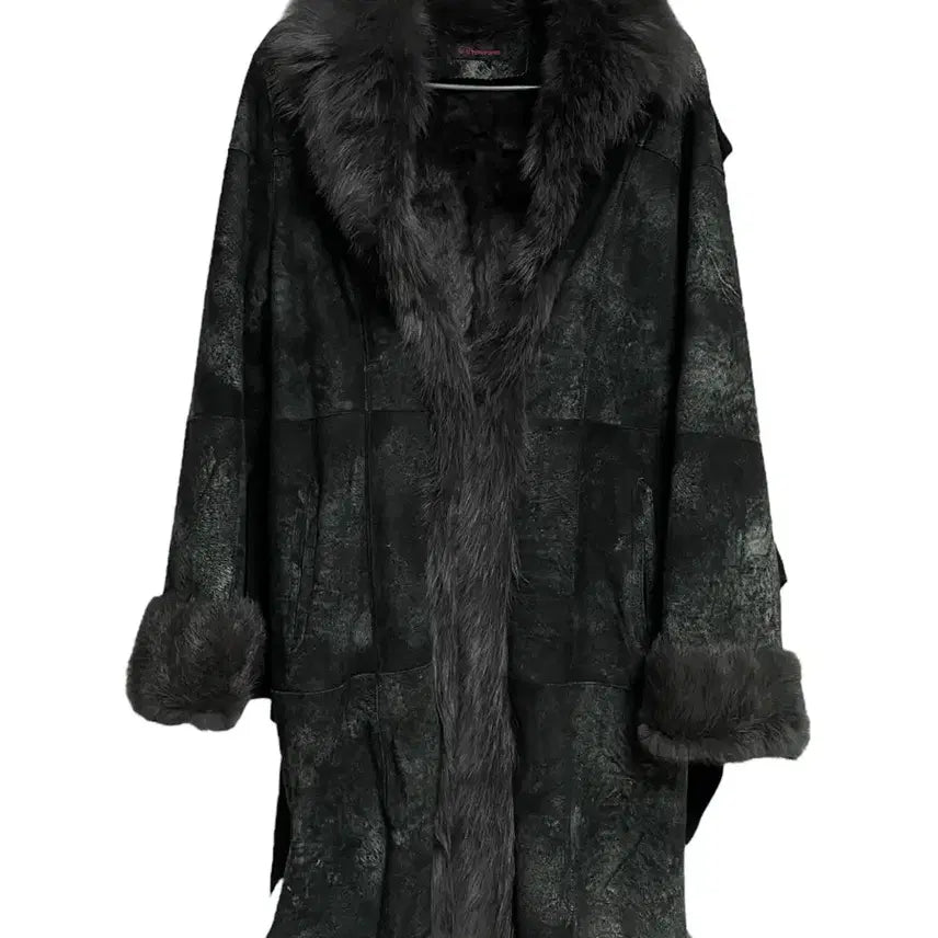 [BUNJANG] Vintage Suede Real Fur Jacket Long Coat / JPN 스웨이드 리얼 퍼자켓 롱코트 다크웨어오네갸루락시크그런지펑크고스고딕