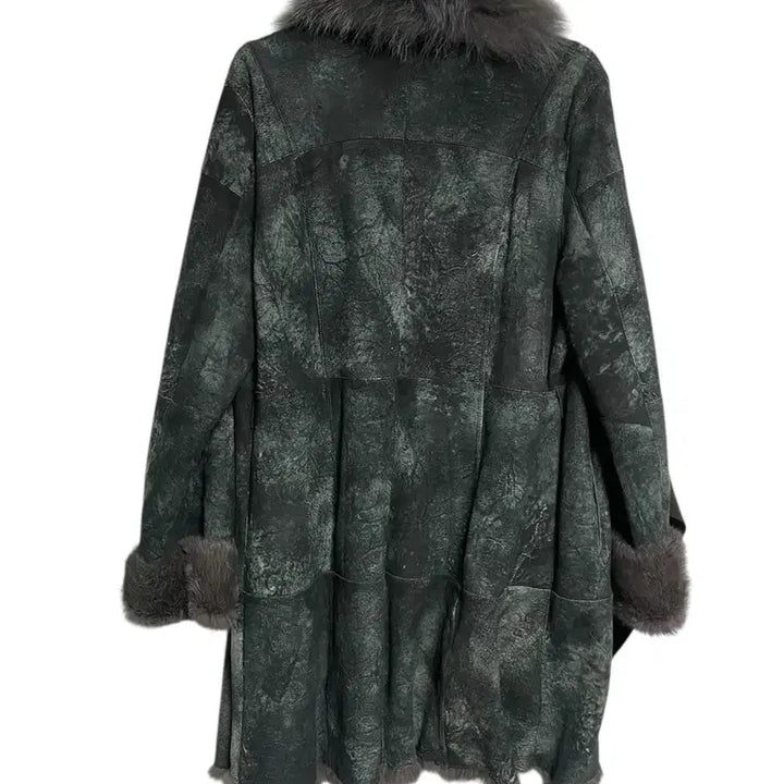 [BUNJANG] Vintage Suede Real Fur Jacket Long Coat / JPN 스웨이드 리얼 퍼자켓 롱코트 다크웨어오네갸루락시크그런지펑크고스고딕