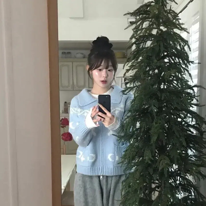 [BUNJANG] Mini Foe Rabbit Vintage Knit Zip-up / 미니포에 래빗 빈티지 니트집업 wool 20%