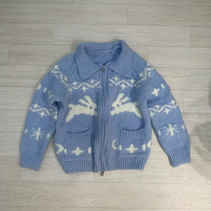 [BUNJANG] Mini Foe Rabbit Vintage Knit Zip-up / 미니포에 래빗 빈티지 니트집업 wool 20%