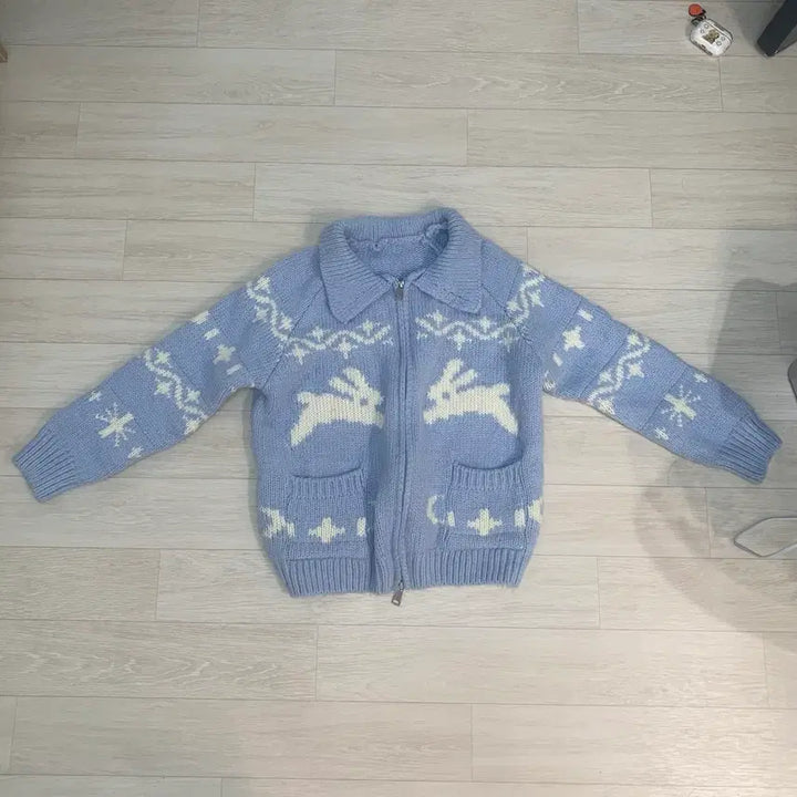 [BUNJANG] Mini Foe Rabbit Vintage Knit Zip-up / 미니포에 래빗 빈티지 니트집업 wool 20%