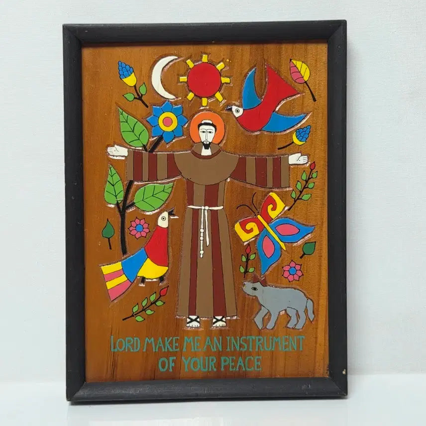 [BUNJANG] 1970s El Salvador Jesus Wood Carving Frame / 70년대 엘살바도르 가톨릭 예수님 나무조각 액자 성물