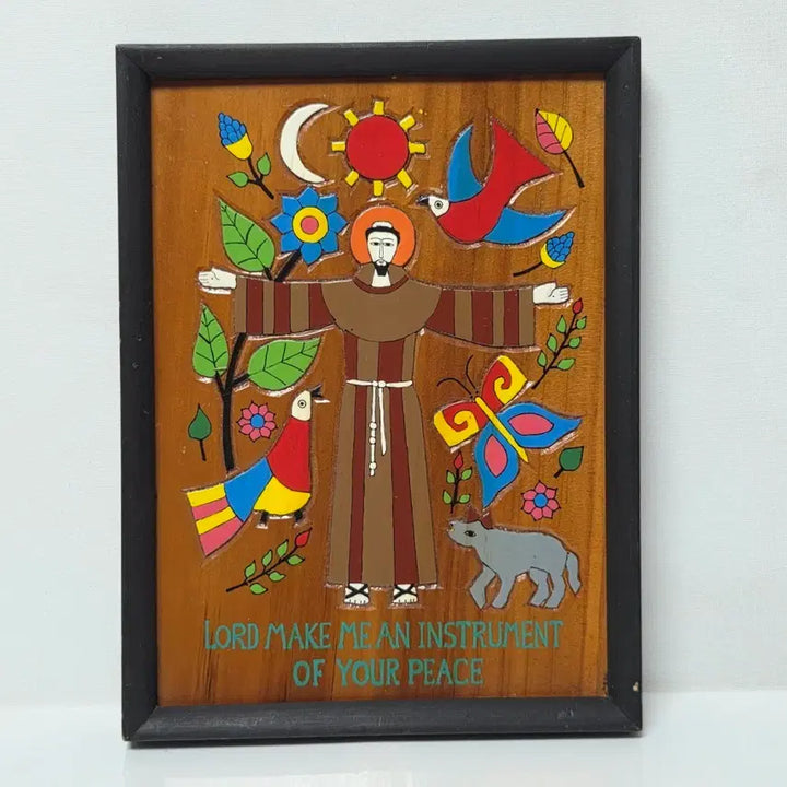[BUNJANG] 1970s El Salvador Jesus Wood Carving Frame / 70년대 엘살바도르 가톨릭 예수님 나무조각 액자 성물