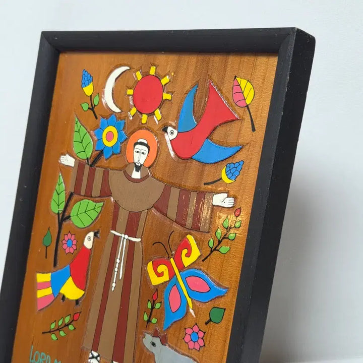 [BUNJANG] 1970s El Salvador Jesus Wood Carving Frame / 70년대 엘살바도르 가톨릭 예수님 나무조각 액자 성물