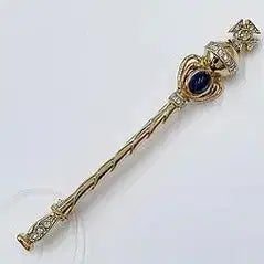 [BUNJANG] Nina Ricci Scepter Brooch Blue Cabochon / 초희귀!! 니나리치 80s 빈티지 지팡이 셉터 브로치 블루 카보숑 민트급
