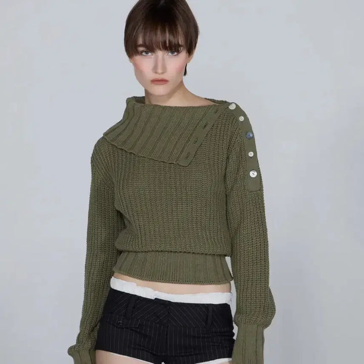 [BUNJANG] Sculptor Funnel Neck Sweater Khaki / sculptor 스컬프터 Funnel Neck Sweater Khaki