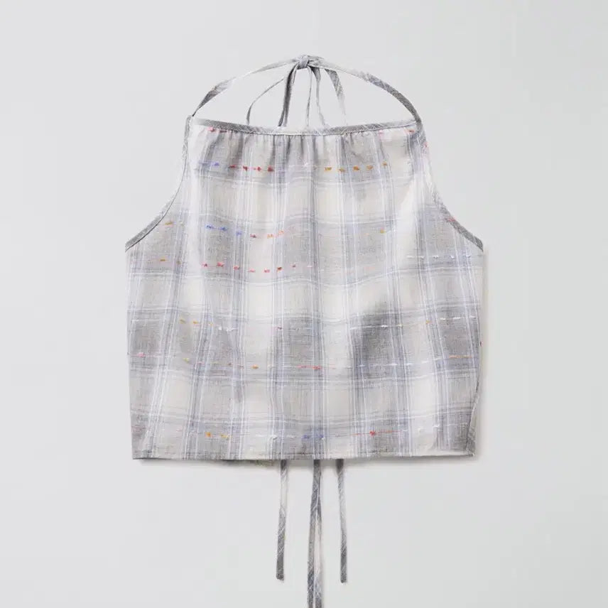 [BUNJANG] Mazone Check Bustier Top / 마조네 체크 뷔스티에 블루 그레이