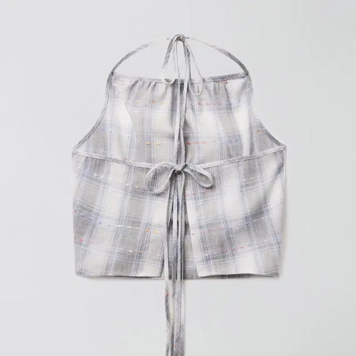 [BUNJANG] Mazone Check Bustier Top / 마조네 체크 뷔스티에 블루 그레이