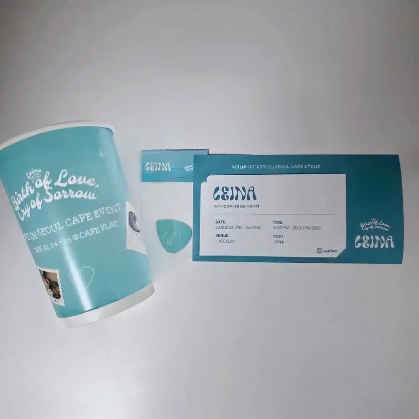 [BUNJANG] Leina Special Cafe Merch Bundle Set / 레이나 Leina 내한 기념 카페 특전 판매 (컵, 티켓, 피크)