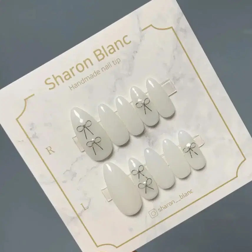 [BUNJANG] Sharon Blanc Wire Ribbon Nail Tips - 14 Shapes / *할인가* 와이어 리본 네일팁 / 14종 쉐입