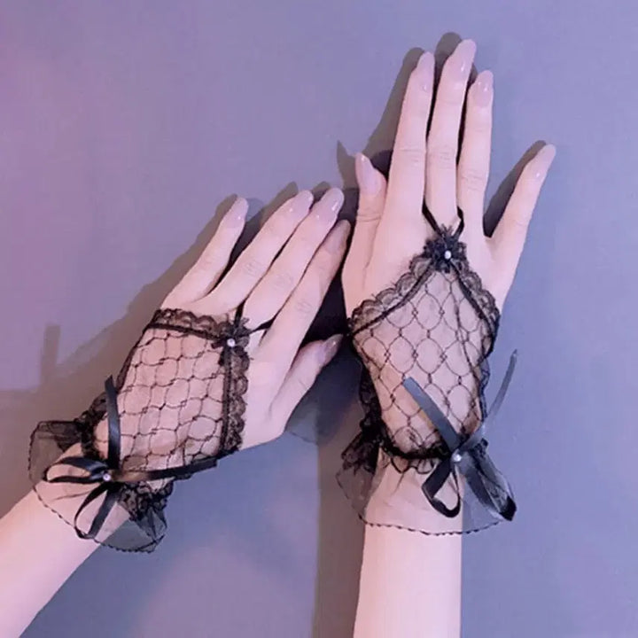 [BUNJANG] Gothic Punk Fingerless Lace Gloves / 고스룩 고스펑크 핑거리스 레이스 장갑
