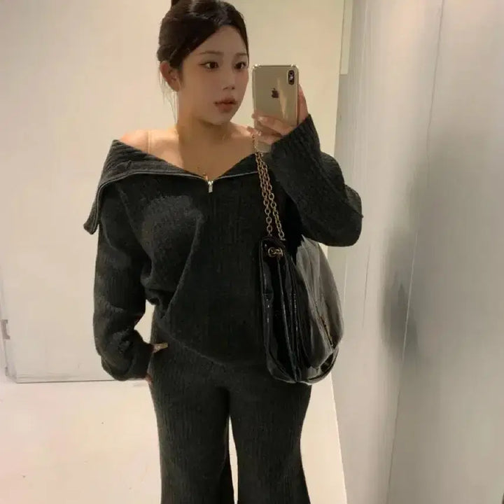 [BUNJANG] Sailor Knit Pants Set / [새상품] 세일러 골지 니트 팬츠 세트 트레이닝세트 set 니트세트