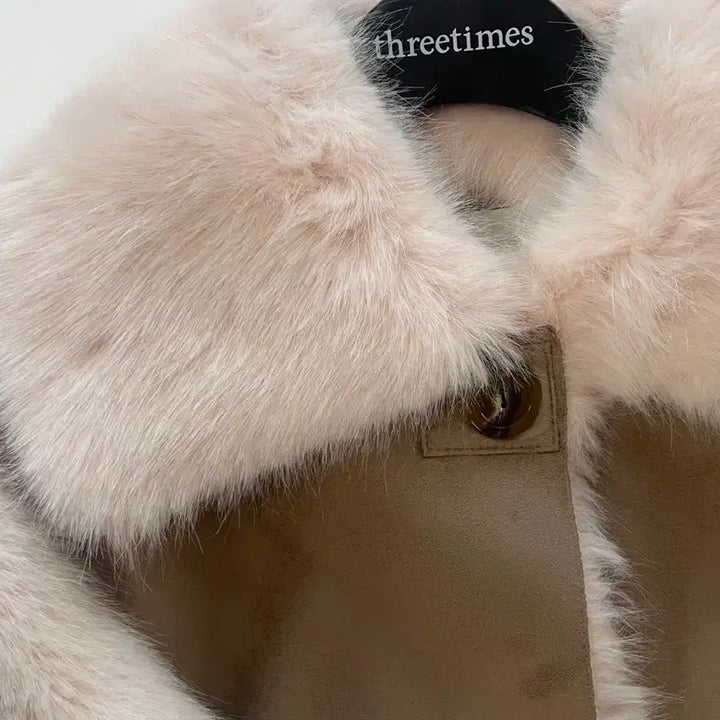 [BUNJANG] 3 Times Bunny Fur Coat Brown / 쓰리타임즈 버니퍼 코트 브라운