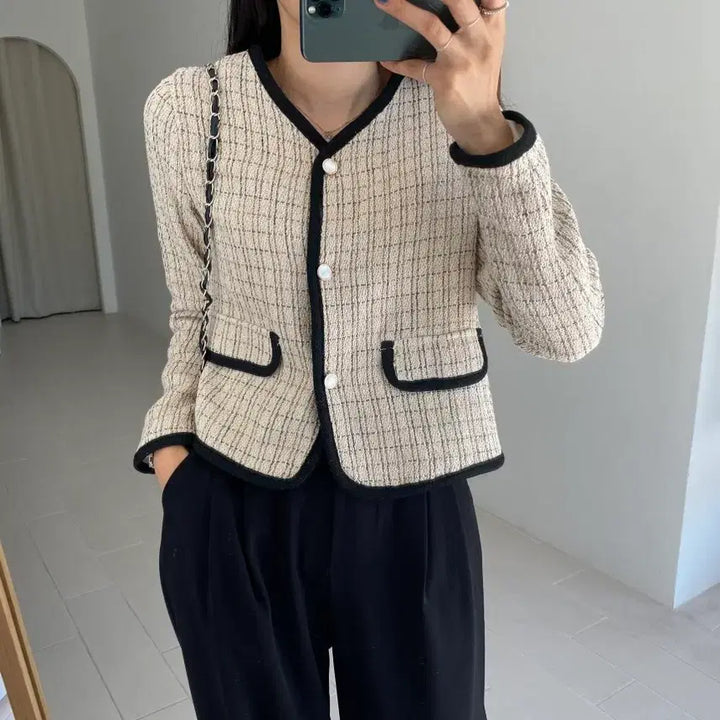 [BUNJANG] TWEE Ivory Check Tweed Jacket / 트위 TWEE 아이보리 체크 트위드 자켓