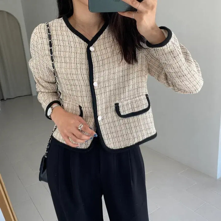 [BUNJANG] TWEE Ivory Check Tweed Jacket / 트위 TWEE 아이보리 체크 트위드 자켓