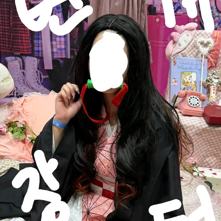[BUNJANG] Nezuko Cosplay Wig / 이번달만!!)(착샷있음)급처)네즈코 코스프레 가발