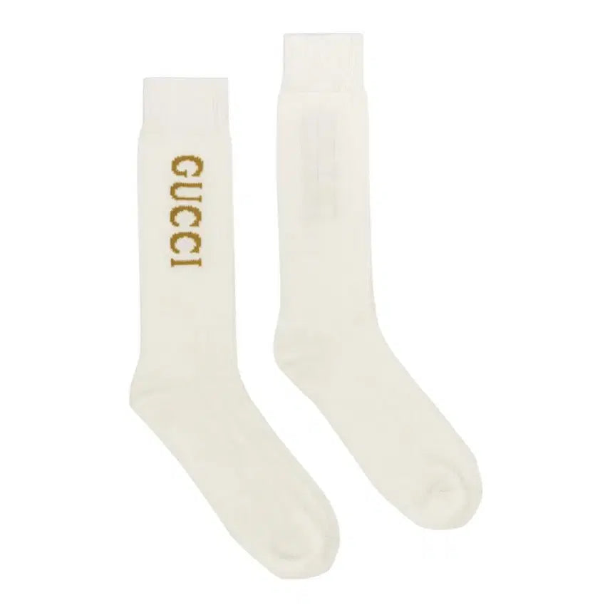 [BUNJANG] Gucci Logo Socks (White, Size S) / 새상품 구찌 양말 로고 삭스 롱삭스 화이트 S 사이즈 풀박스
