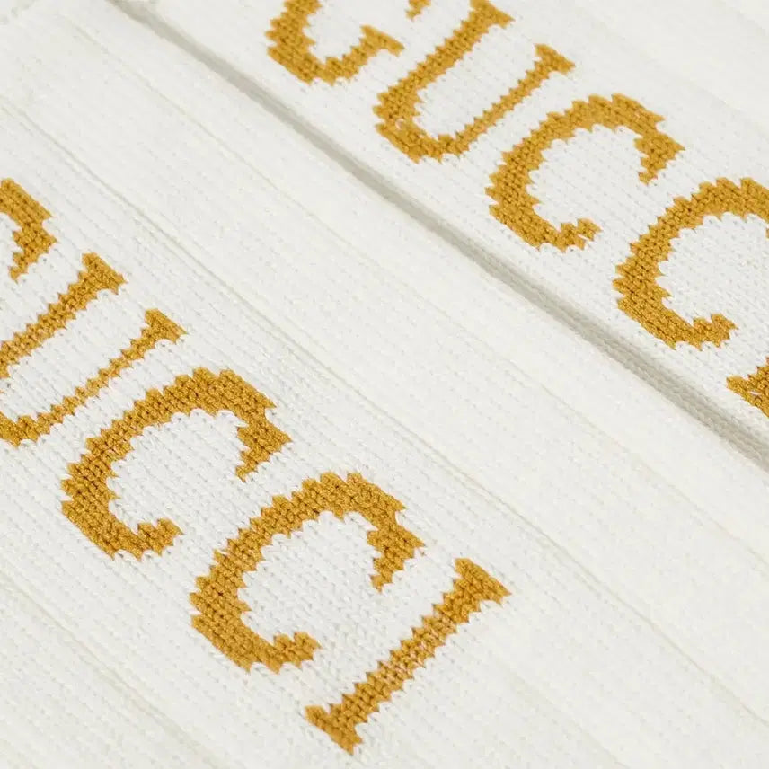 [BUNJANG] Gucci Logo Socks (White, Size S) / 새상품 구찌 양말 로고 삭스 롱삭스 화이트 S 사이즈 풀박스