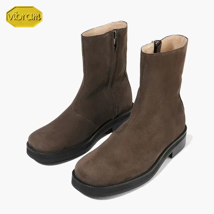 [BUNJANG] Firenze Atelier 9800-QS Suede Zip-up Boots / [260] 피렌체아뜨리에 9800-QS [BROWN] 스웨이드 집업부츠