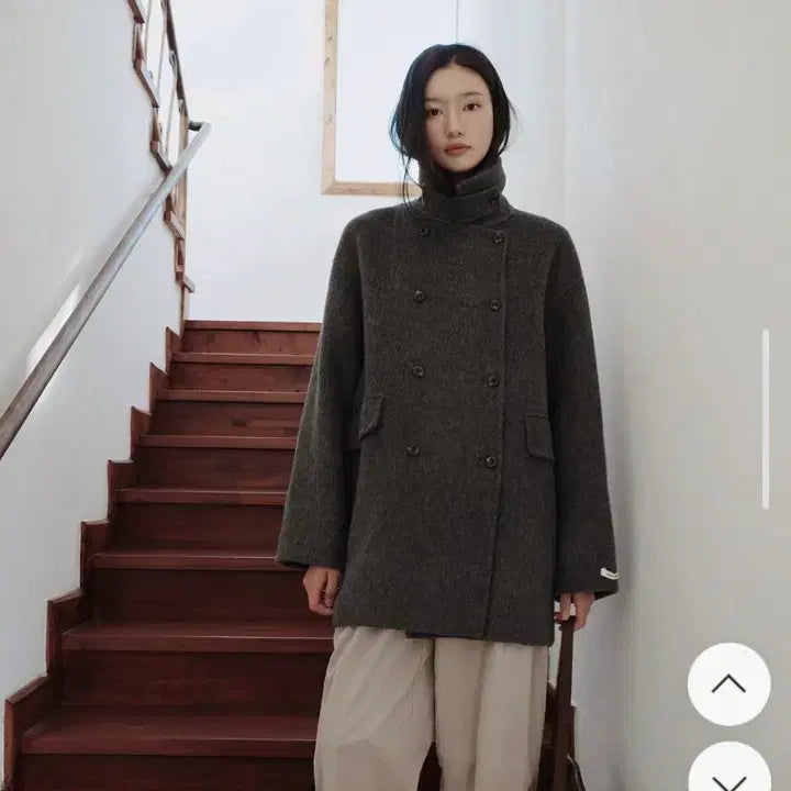 [BUNJANG] Slow and Hand Made High Neck Wool Half Coat / 슬로우앤드 핸드메이드 하이넥 울 하프코트 원가 189000원
