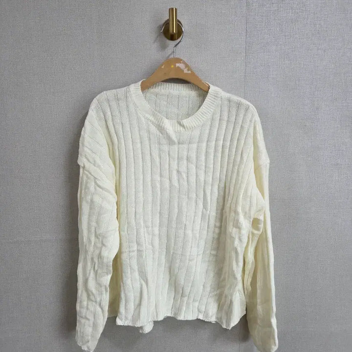 [BUNJANG] Ivory Ribbed Knit Top / 여성 아이보리 골지 니트 F