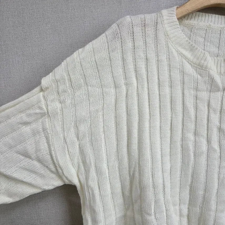 [BUNJANG] Ivory Ribbed Knit Top / 여성 아이보리 골지 니트 F