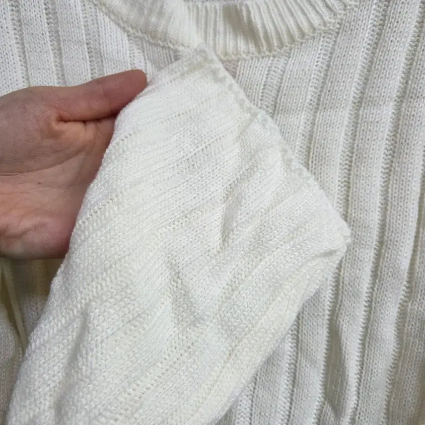 [BUNJANG] Ivory Ribbed Knit Top / 여성 아이보리 골지 니트 F