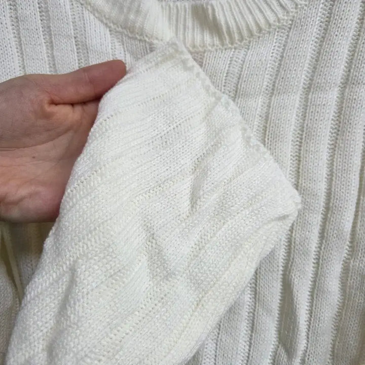 [BUNJANG] Ivory Ribbed Knit Top / 여성 아이보리 골지 니트 F