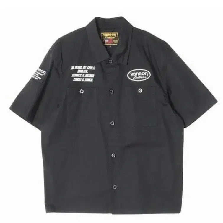 [BUNJANG] Vanson Black Work Shirt / Vanson 반팔 워크 셔츠 블랙